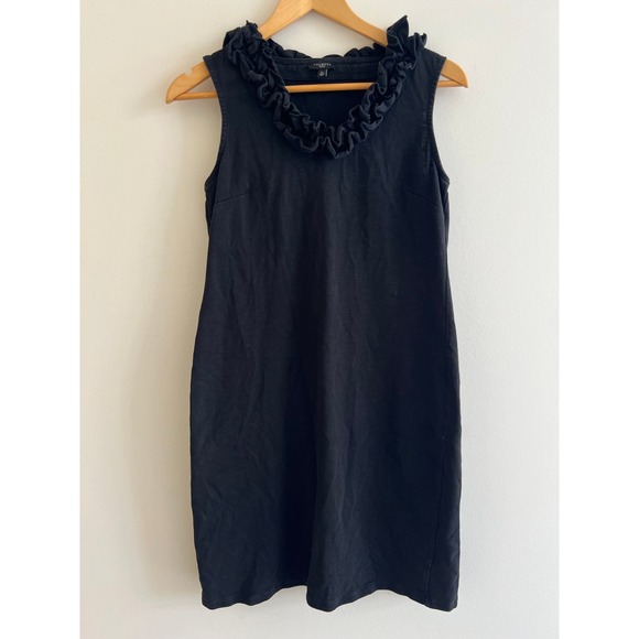 Talbots Dresses & Skirts - Talbots Petite Small Black Ruffle Neck Shift Dress LBD Classic Minimalist Office